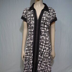 Dress Barn black and white patterned dress in size 8